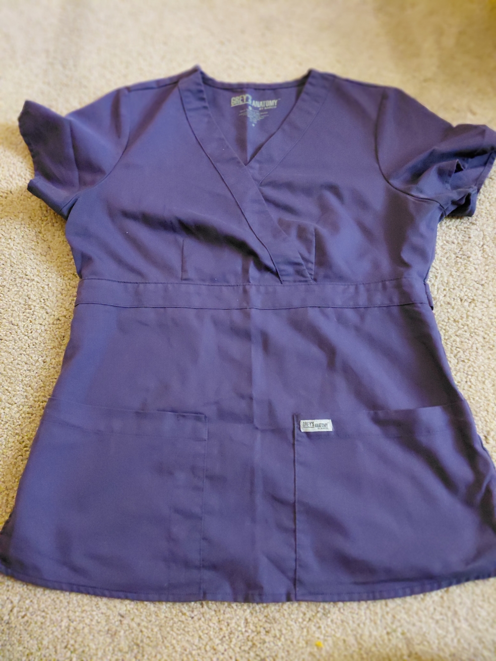 Grey's Anatomy V-Neck Scrub Top in Purple